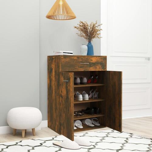 Skoskab 60x35x84 cm konstrueret træ røget egetræsfarve
