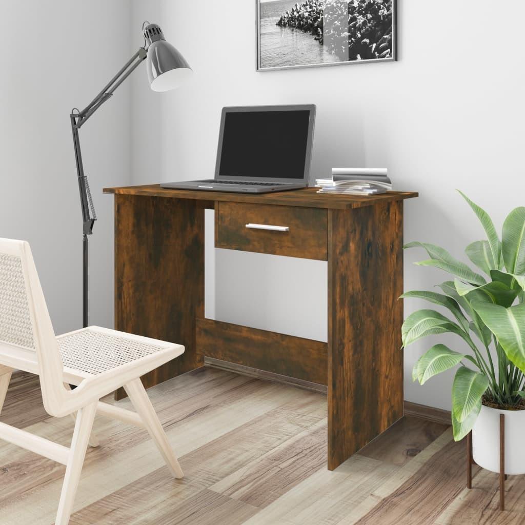 Skrivebord 100x50x76 cm konstrueret træ røget egetræsfarve