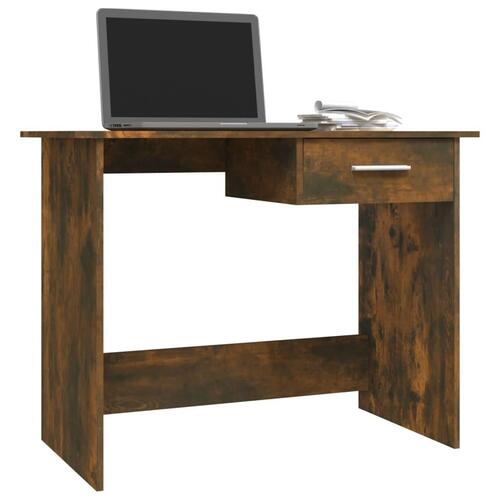 Skrivebord 100x50x76 cm konstrueret træ røget egetræsfarve