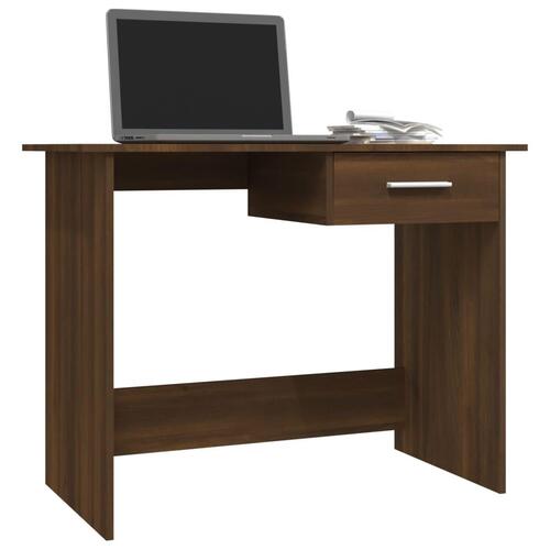 Skrivebord 100x50x76 cm konstrueret træ brun egetræsfarve