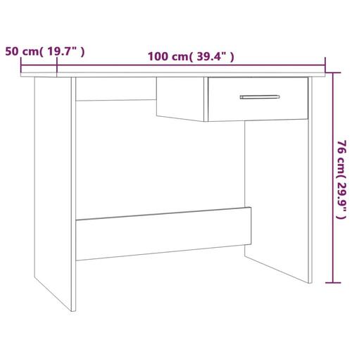 Skrivebord 100x50x76 cm konstrueret træ brun egetræsfarve