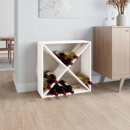 Vinreol 62x25x62 cm massivt fyrretræ hvid