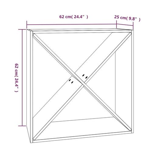 Vinreol 62x25x62 cm massivt fyrretræ hvid