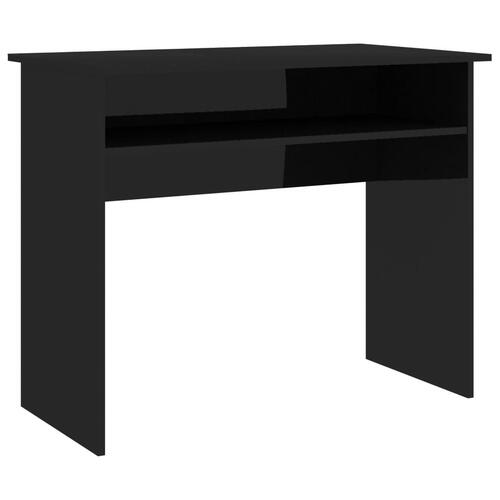 Skrivebord 90x50x74 cm konstrueret træ sort højglans