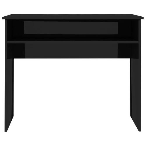 Skrivebord 90x50x74 cm konstrueret træ sort højglans