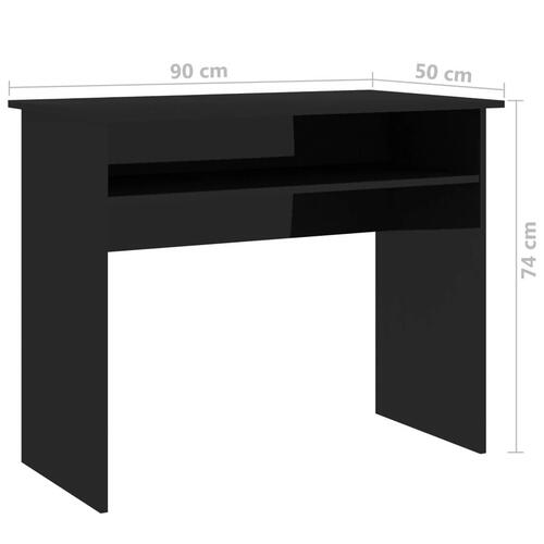 Skrivebord 90x50x74 cm konstrueret træ sort højglans
