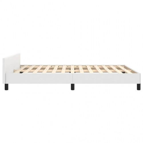 Sengeramme med sengegavl 140x190 cm i hvidt kunstlæder