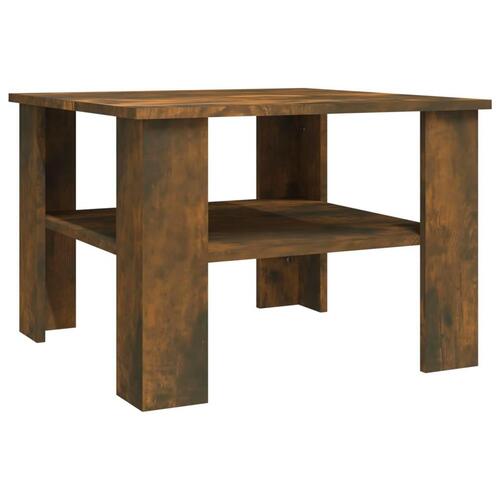 Sofabord 60x60x42 cm konstrueret træ røget egetræsfarve