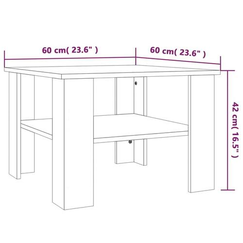 Sofabord 60x60x42 cm konstrueret træ røget egetræsfarve