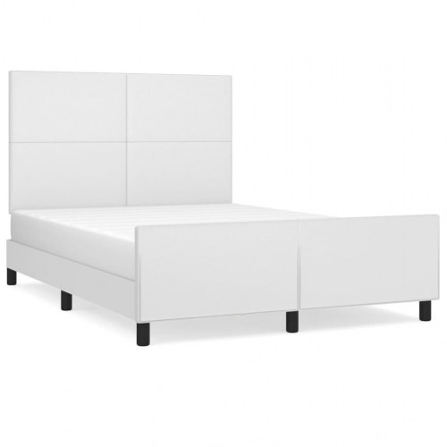 Sengeramme med sengegavl 140x200 cm i hvidt kunstlæder