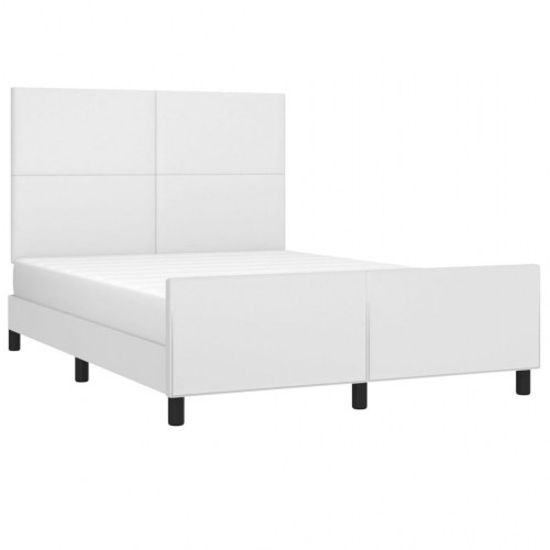 Sengeramme med sengegavl 140x200 cm i hvidt kunstlæder