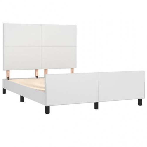 Sengeramme med sengegavl 140x200 cm i hvidt kunstlæder