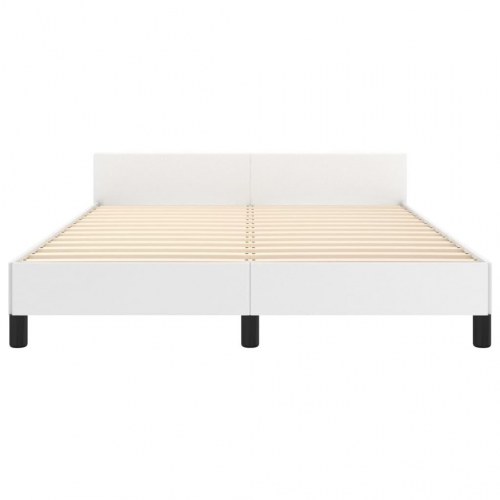 Sengeramme med sengegavl 140x200 cm i hvidt kunstlæder