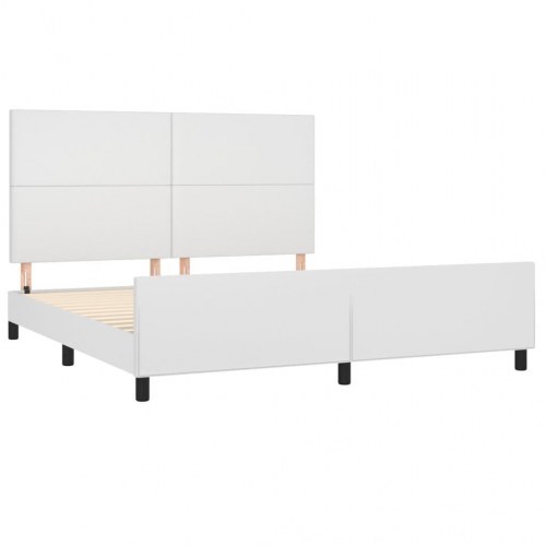 Sengeramme med sengegavl 180x200 cm - kunstlæder, hvid