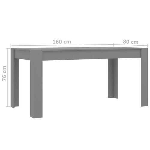 Spisebord 160 x 80 x 76 cm spånplade grå