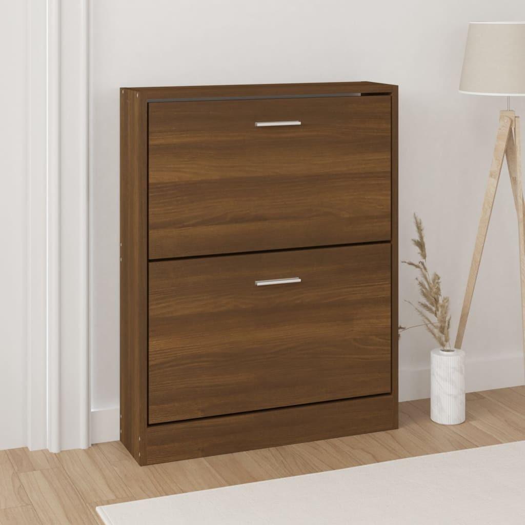 Skoskab 59x17x81 cm konstrueret træ brun egetræ