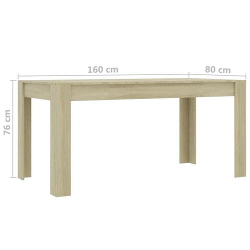 Spisebord 160 x 80 x 76 cm spånplade sonoma-eg