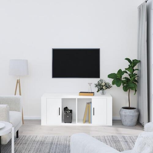 Tv-bord 100x35x40 cm konstrueret træ hvid