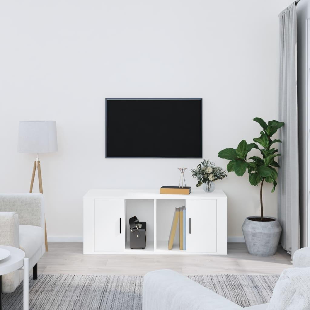 Tv-bord 100x35x40 cm konstrueret træ hvid