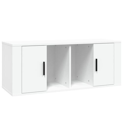Tv-bord 100x35x40 cm konstrueret træ hvid