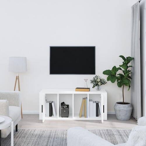 Tv-bord 100x35x40 cm konstrueret træ hvid