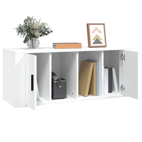 Tv-bord 100x35x40 cm konstrueret træ hvid