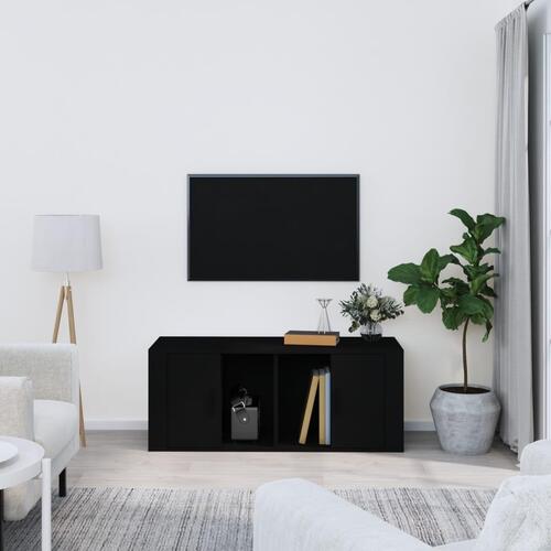 Tv-bord 100x35x40 cm konstrueret træ sort