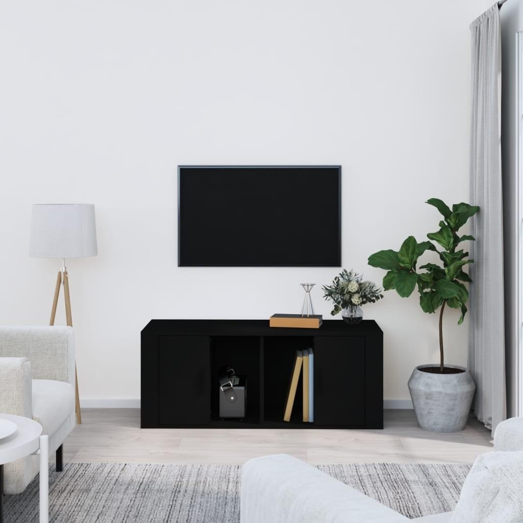 Tv-bord 100x35x40 cm konstrueret træ sort