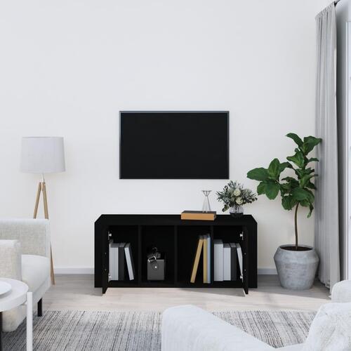 Tv-bord 100x35x40 cm konstrueret træ sort