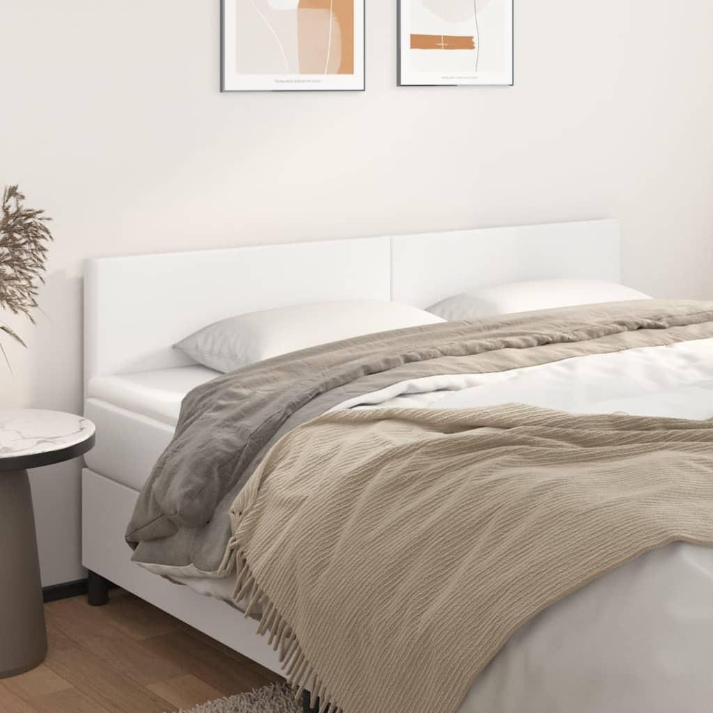 Sengegavle 2 stk. 90x5x78/88 cm kunstlæder hvid billede