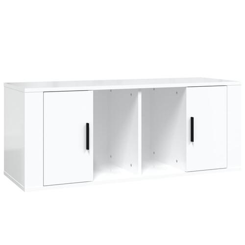 Tv-bord 100x35x40 cm konstrueret træ hvid højglans