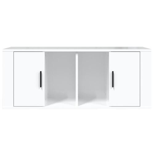 Tv-bord 100x35x40 cm konstrueret træ hvid højglans