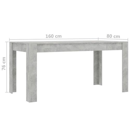 Spisebord 160 x 80 x 76 cm spånplade betongrå