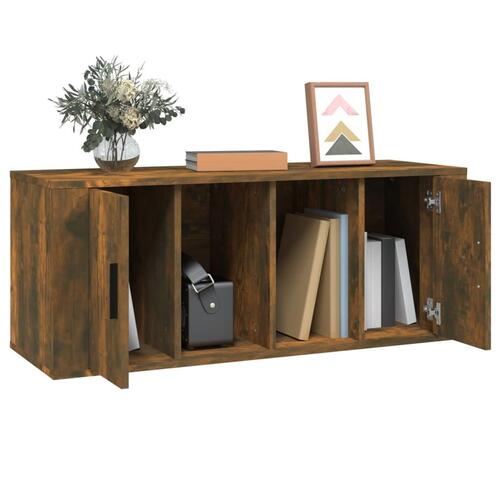 Tv-bord 100x35x40 cm konstrueret træ røget egetræsfarve