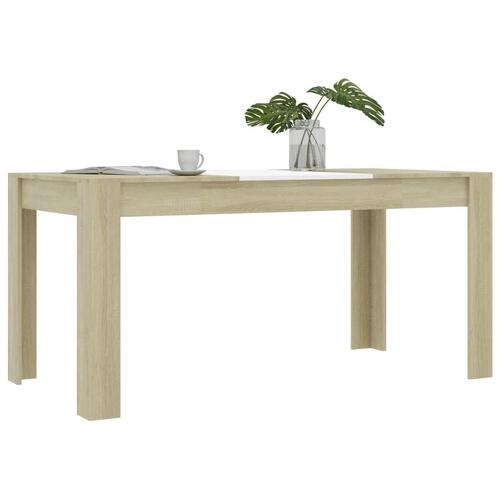 Spisebord 160 x 80 x 76 cm spånplade hvid og sonoma-eg