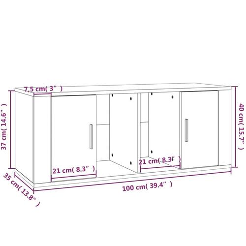 Tv-bord 100x35x40 cm konstrueret træ grå sonoma-eg