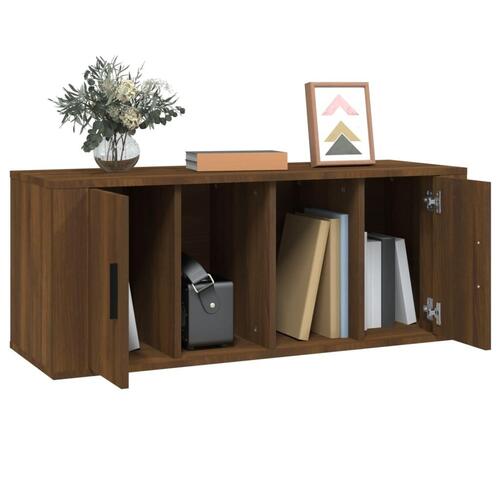 Tv-bord 100x35x40 cm konstrueret træ brun egetræsfarve