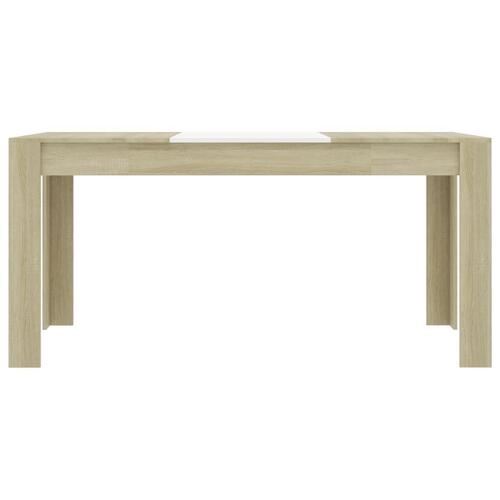 Spisebord 160 x 80 x 76 cm spånplade hvid og sonoma-eg