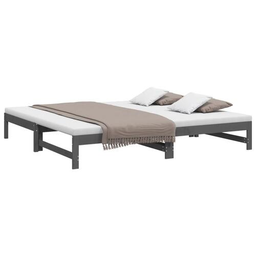Daybed med udtræk 2x(100x200) cm massivt fyrretræ grå