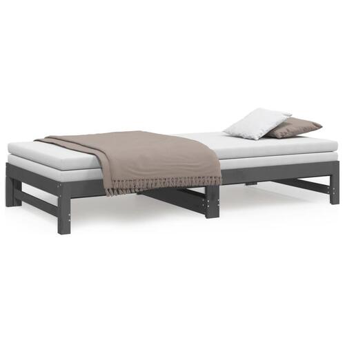 Daybed med udtræk 2x(100x200) cm massivt fyrretræ grå