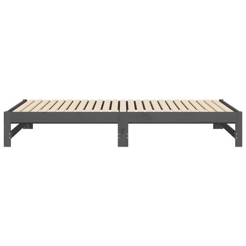 Daybed med udtræk 2x(100x200) cm massivt fyrretræ grå