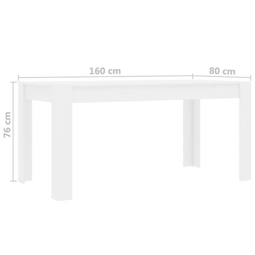 Spisebord 160 x 80 x 76 cm spånplade hvid højglans
