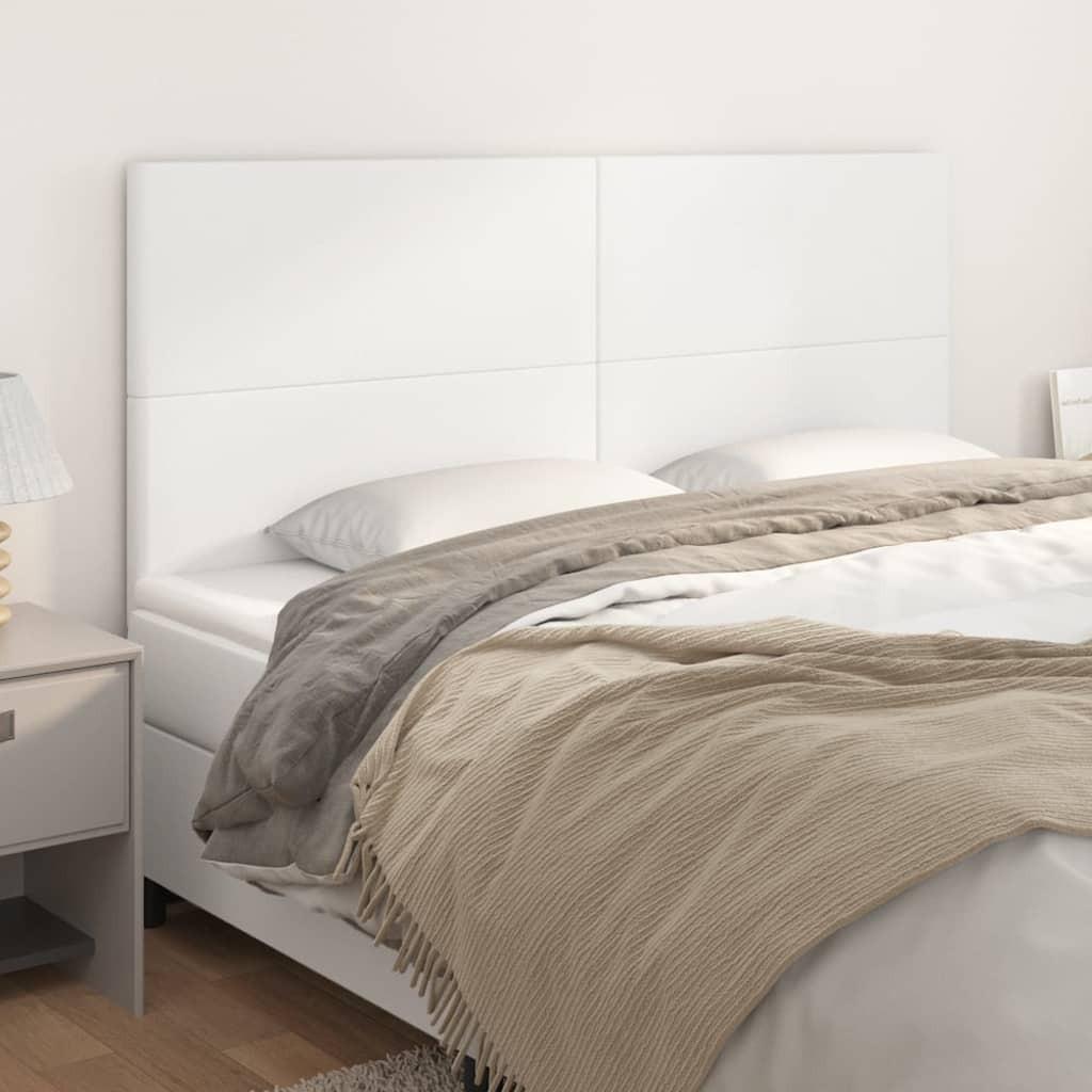Sengegavle 4 stk. 100x5x78/88 cm kunstlæder hvid billede