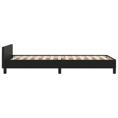 Sengeramme med sengegavl 100x200 cm i sort kunstlæder