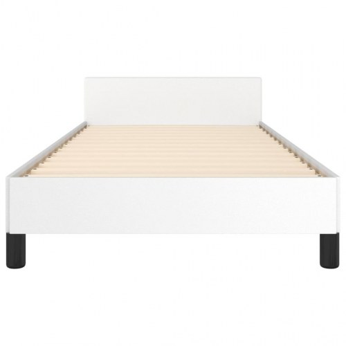 Sengeramme med sengegavl 100x200 cm i hvidt kunstlæder