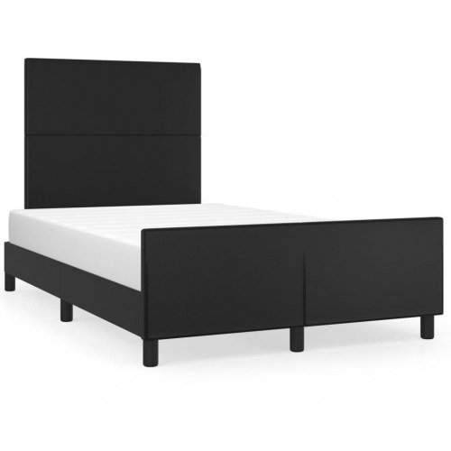 Sengeramme med sengegavl 120x200 cm - kunstlæder, sort