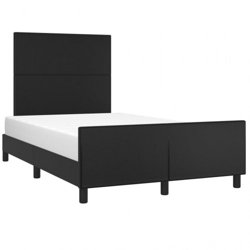 Sengeramme med sengegavl 120x200 cm - kunstlæder, sort