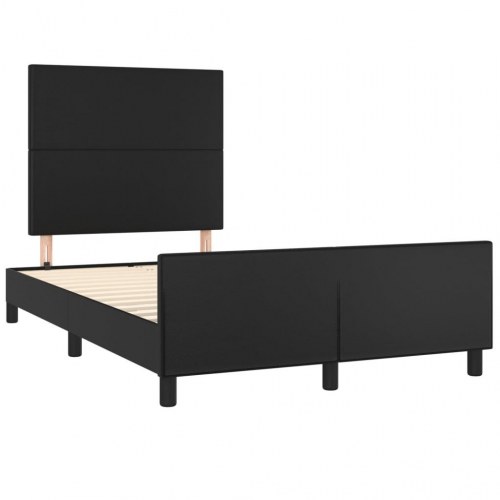 Sengeramme med sengegavl 120x200 cm - kunstlæder, sort
