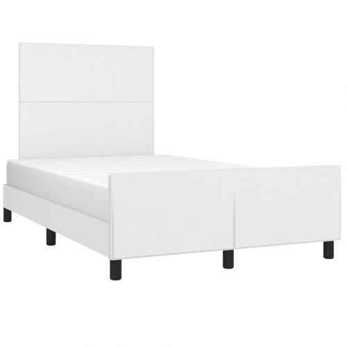 Sengeramme med sengegavl 120x200 cm i hvidt kunstlæder
