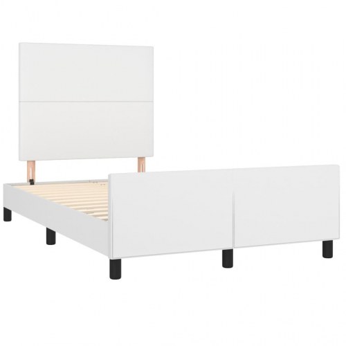 Sengeramme med sengegavl 120x200 cm i hvidt kunstlæder